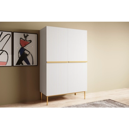 Kredens Szafka Nicole 100 cm - biały mat / złote nóżki